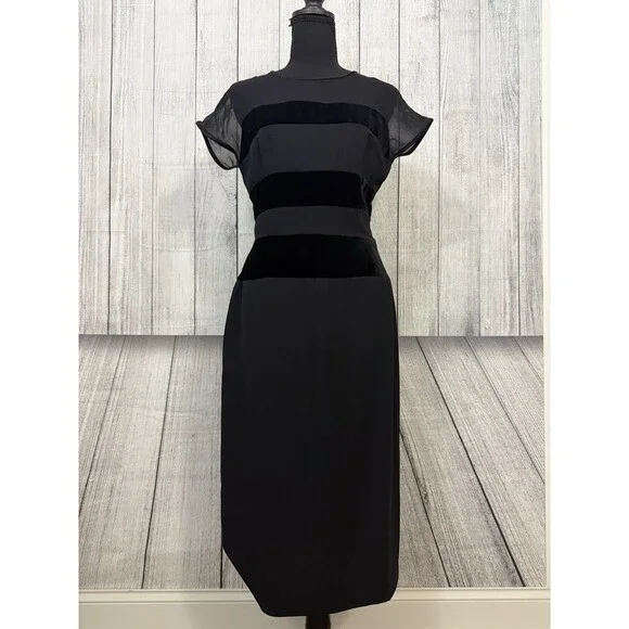 Kay Unger | Dresses | Kay Unger Petites Womens Size Black Cocktail Sheath  Mesh Illusion Dress | Poshmark